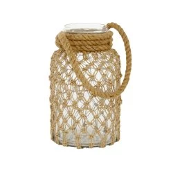 Best Sale 😀 Brown Glass Coastal Lantern, 12" x 7" x 8" by Ivory and Iris 🎉