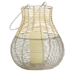 Best deal 🤩 Natural Iron Contemporary Candle Holder Lantern, 12" x 10" x 10" by Ivory and Iris 😉