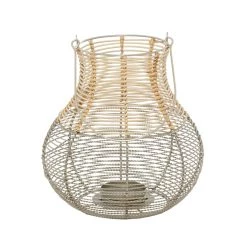 Best deal 🤩 Natural Iron Contemporary Candle Holder Lantern, 12" x 10" x 10" by Ivory and Iris 😉 -Cheap Ivory and Iris Store D503848S 6