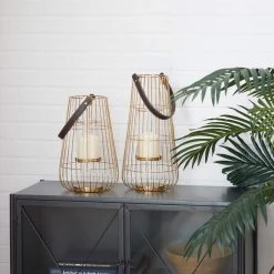 Best reviews of 🎉 Set of 2" Gold Metal Contemporary Lantern , 16", 13" by Ivory and Iris 😍 -Cheap Ivory and Iris Store D503853S 6