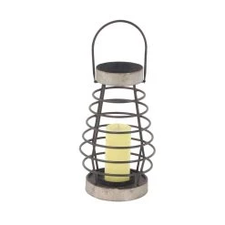 Promo 🧨 Silver Iron Farmhouse Candle Holder Lantern, 14" x 8" x 8" by Ivory and Iris 😀