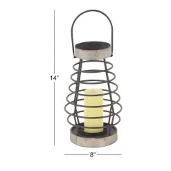 Promo 🧨 Silver Iron Farmhouse Candle Holder Lantern, 14" x 8" x 8" by Ivory and Iris 😀 -Cheap Ivory and Iris Store D503861S 5