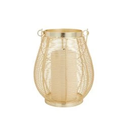 Deals ⭐ Gold Iron Glam Lantern, 9" x 7" x 7" by Ivory and Iris ✔️
