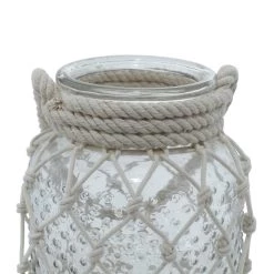 Hot Sale 🔥 Clear Glass Coastal Candle Holder Lantern, 18" x 7" x 7" by Ivory and Iris 🌟 -Cheap Ivory and Iris Store D503867S 4