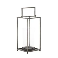 Brand new 😀 Black Iron Modern Candle Holder Lantern, 16" x 6" x 6" by Ivory and Iris 🌟 -Cheap Ivory and Iris Store D503871S 3