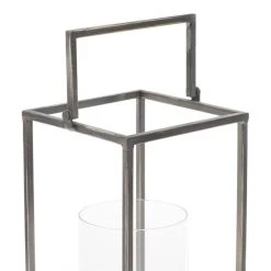 Brand new 😀 Black Iron Modern Candle Holder Lantern, 16" x 6" x 6" by Ivory and Iris 🌟 -Cheap Ivory and Iris Store D503871S 4