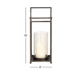 Brand new 😀 Black Iron Modern Candle Holder Lantern, 16" x 6" x 6" by Ivory and Iris 🌟 -Cheap Ivory and Iris Store D503871S 6