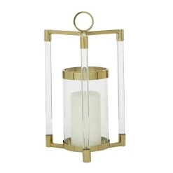 Hot Sale π Gold Stainless Steel Contemporary Lantern, 18" x 11" x 11" by Ivory and Iris π