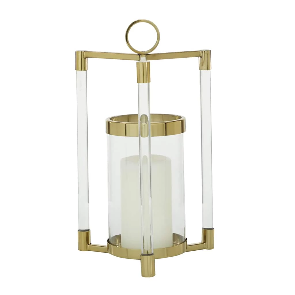 Hot Sale π Gold Stainless Steel Contemporary Lantern, 18" x 11" x 11" by Ivory and Iris π 1 Hot Sale π Gold Stainless Steel Contemporary Lantern, 18" x 11" x 11" by Ivory and Iris π
