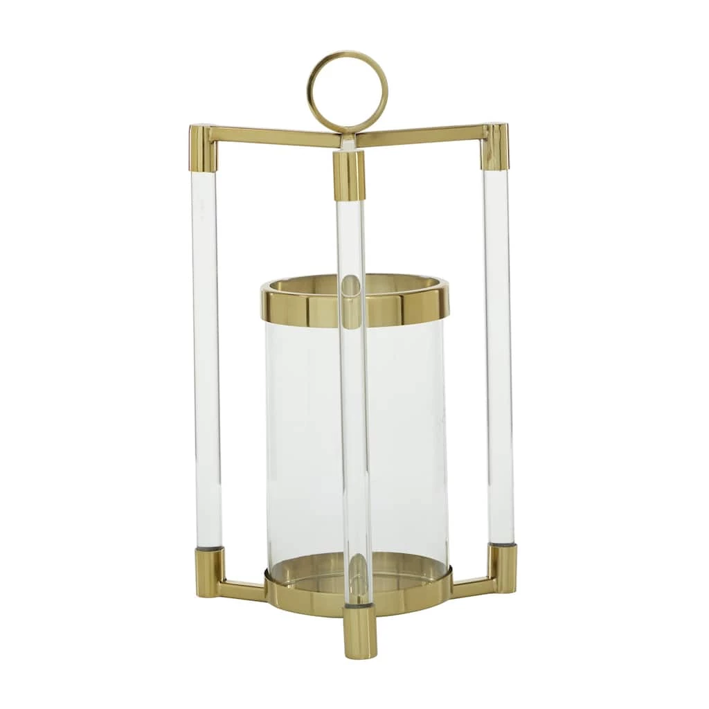 Hot Sale π Gold Stainless Steel Contemporary Lantern, 18" x 11" x 11" by Ivory and Iris π 2 Hot Sale π Gold Stainless Steel Contemporary Lantern, 18" x 11" x 11" by Ivory and Iris π - Image 2