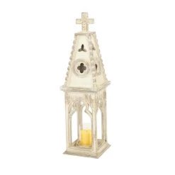 Flash Sale 😀 White Wood Vintage Candle Holder Lantern, 28" x 8" x 8" by Ivory and Iris 👏