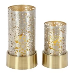 Cheapest 😀 Set of 2" Gold Metal Eclectic Lantern, 8", 10" by Ivory and Iris ⌛