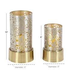 Cheapest 😀 Set of 2" Gold Metal Eclectic Lantern, 8", 10" by Ivory and Iris ⌛ -Cheap Ivory and Iris Store D503879S 7