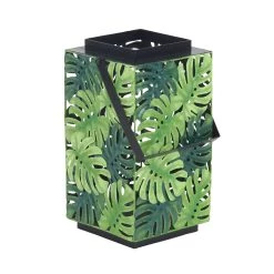 Buy 😉 Green Iron Eclectic Candle Holder Lantern, 14" x 8" x 7" by Ivory and Iris 🤩