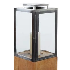 Coupon 🛒 Brown Mango Wood Contemporary Candle Holder Lantern, 36" x 9" x 9" by Ivory and Iris 🛒 -Cheap Ivory and Iris Store D503888S 4