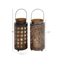 Top 10 🎉 Set of 2" Brown Metal Eclectic Lantern, 5" x 16" by Ivory and Iris 🎉 -Cheap Ivory and Iris Store D503893S 7