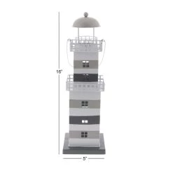 Best Sale ✨ Grey Iron Coastal Candle Holder Lantern, 16" x 5" x 5" by Ivory and Iris 😀 -Cheap Ivory and Iris Store D503901S 5