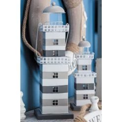 Best Sale ✨ Grey Iron Coastal Candle Holder Lantern, 16" x 5" x 5" by Ivory and Iris 😀 -Cheap Ivory and Iris Store D503901S 6