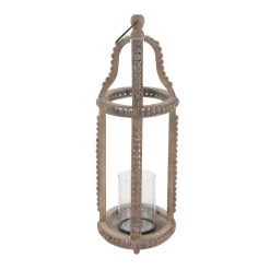 Coupon 🤩 Brown Recycled wood Natural Candle Holder Lantern, 29" x 13" x 10" by Ivory and Iris 🎁 -Cheap Ivory and Iris Store D503904S 3