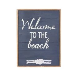 Hot Sale 👏 Coastal Blue Wood Welcome to the Beach Sign, 20" x 15" x 2" by Ivory and Iris 😀