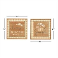 Cheapest 🎁 Set of 2 Brown Wood Farmhouse Wall Decor 16"x 16" by Ivory and Iris 👏 -Cheap Ivory and Iris Store D503914S 6