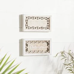 Cheapest 🎉 Set of 2 Beige Wood Farmhouse Sign Wall Decor, 12.25" x 7" by Ivory and Iris 🥰 -Cheap Ivory and Iris Store D503929S 8