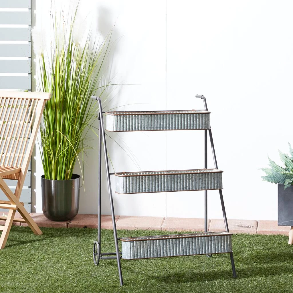 Outlet π Multi Color Iron Farmhouse Plant Stand, 37" x 26" x 27" by Ivory and Iris π 9 Outlet π Multi Color Iron Farmhouse Plant Stand, 37" x 26" x 27" by Ivory and Iris π - Image 9