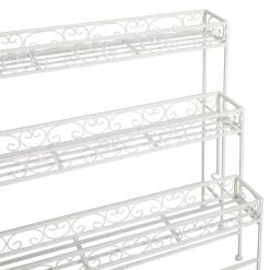 Promo 💯 White Iron French Country Plantstand, 28" x 30" x 7" by Ivory and Iris 😉 -Cheap Ivory and Iris Store D503976S 3