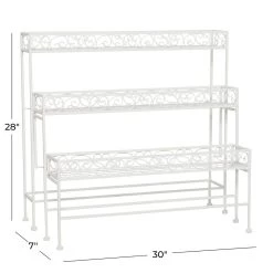 Promo 💯 White Iron French Country Plantstand, 28" x 30" x 7" by Ivory and Iris 😉 -Cheap Ivory and Iris Store D503976S 6