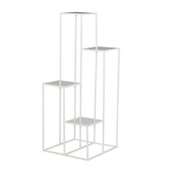 Cheap 🔔 White Iron Modern Plantstand, 40" x 16" x 16" by Ivory and Iris 👏
