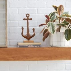 Best deal 🥰 Brown Teak Wood Coastal Anchor Sculpture, 12" x 6" x 4" by Ivory and Iris ⌛ -Cheap Ivory and Iris Store D504004S 8