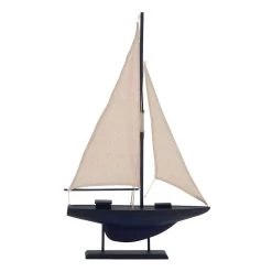 Wholesale 😀 Coastal Dark Blue Wooden Sailboat Sculpture, 28" x 17" x 3" by Ivory and Iris 👍