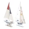 Best Pirce ✔️ Set of 2 White Wood Coastal Sail Boat Sculpture, 22" x 13" by Ivory and Iris ✔️