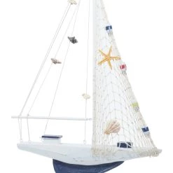 Best Pirce ✔️ Set of 2 White Wood Coastal Sail Boat Sculpture, 22" x 13" by Ivory and Iris ✔️ -Cheap Ivory and Iris Store D504022S 15