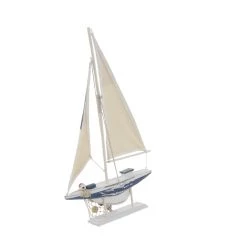 Best Pirce ✔️ Set of 2 White Wood Coastal Sail Boat Sculpture, 22" x 13" by Ivory and Iris ✔️ -Cheap Ivory and Iris Store D504022S 18