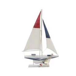 Best Pirce ✔️ Set of 2 White Wood Coastal Sail Boat Sculpture, 22" x 13" by Ivory and Iris ✔️ -Cheap Ivory and Iris Store D504022S 6