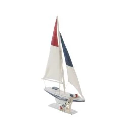 Best Pirce ✔️ Set of 2 White Wood Coastal Sail Boat Sculpture, 22" x 13" by Ivory and Iris ✔️ -Cheap Ivory and Iris Store D504022S 7