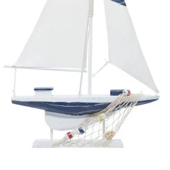 Best Pirce ✔️ Set of 2 White Wood Coastal Sail Boat Sculpture, 22" x 13" by Ivory and Iris ✔️ -Cheap Ivory and Iris Store D504022S 9