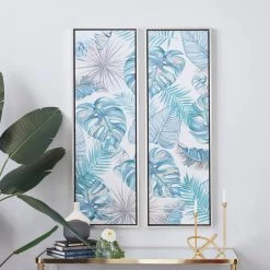 Budget 🥰 Blue Canvas Coastal Style Wall Art, 47" x 16" x 1" by Ivory and Iris ⌛ -Cheap Ivory and Iris Store D504055S 9