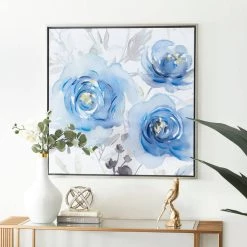 Wholesale 💯 Blue Polystone French Country Framed Wall Art, 32" x 32" by Ivory and Iris 🧨 -Cheap Ivory and Iris Store D504061S 7