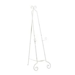 Cheap 🤩 White Metal Country Cottage Easel, 61" x 20" x 27" by Ivory and Iris ✔️