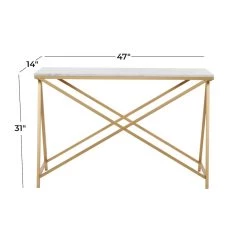 New 👏 White Iron Contemporary Console Table, 31" x 47" x 14" by Ivory and Iris 😀 -Cheap Ivory and Iris Store D504097S 8