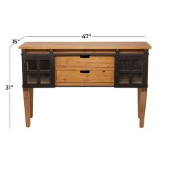 Flash Sale 👏 Brown Fir Industrial Console Table, 31" x 47" x 15" by Ivory and Iris ⭐ -Cheap Ivory and Iris Store D504099S 10