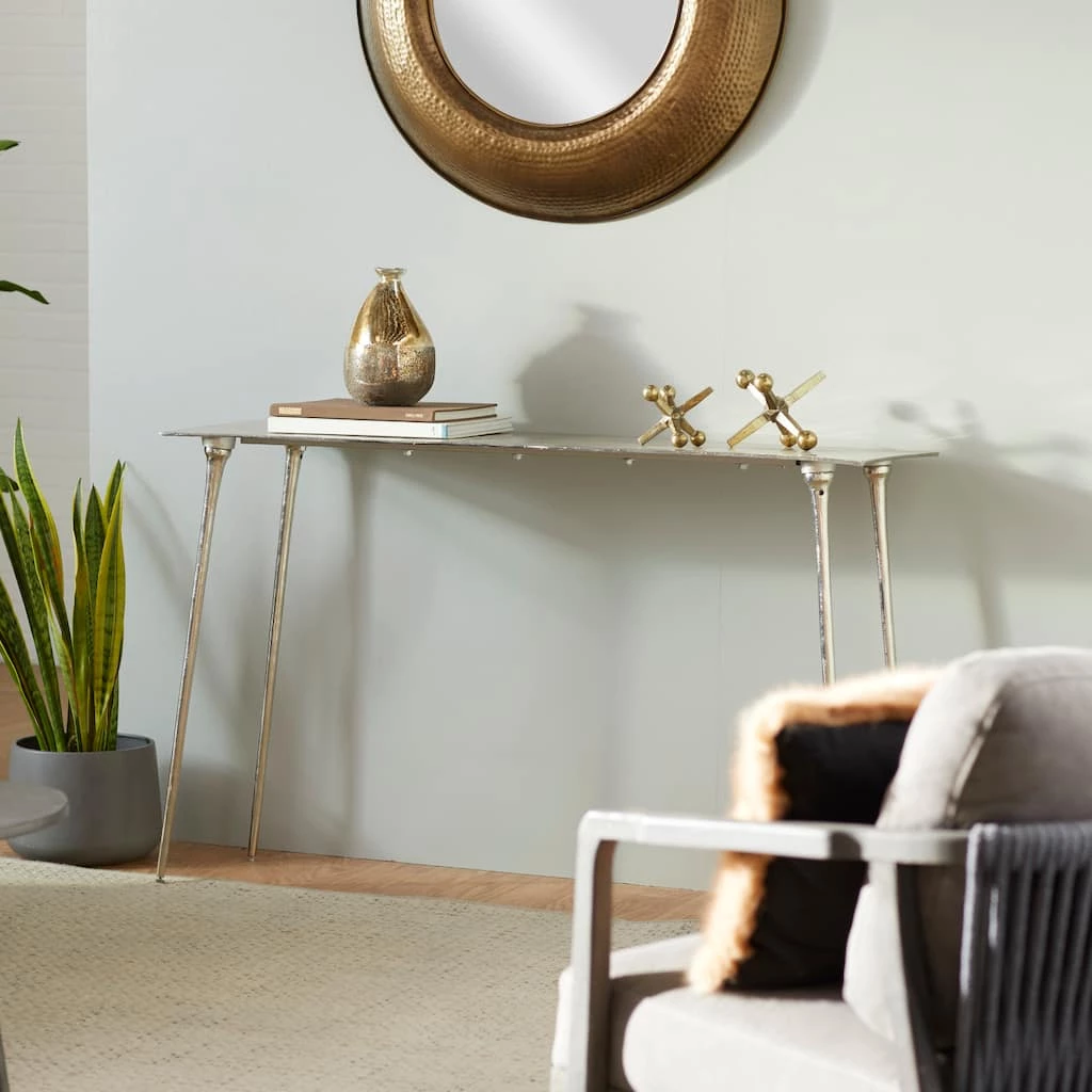 Top 10 β€οΈ Silver Aluminum Glam Console Table, 50" x 15" x 31" by Ivory and Iris π 9 Top 10 β€οΈ Silver Aluminum Glam Console Table, 50" x 15" x 31" by Ivory and Iris π - Image 9