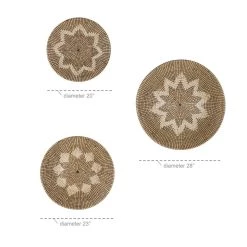 Hot Sale 🔔 Set of 3 Natural Brown Seagrass Traditional Abstract Wall Decor, 29", 24", 20" by Ivory and Iris 💯 -Cheap Ivory and Iris Store D504125S 7