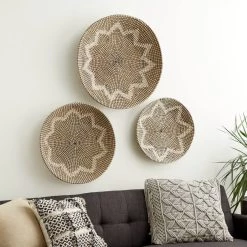 Hot Sale 🔔 Set of 3 Natural Brown Seagrass Traditional Abstract Wall Decor, 29", 24", 20" by Ivory and Iris 💯 -Cheap Ivory and Iris Store D504125S 8