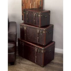 Cheapest π₯ Set of 3" Brown Leather Traditional Trunk, 19", 24", 27" by Ivory and Iris π 19 Cheapest π₯ Set of 3" Brown Leather Traditional Trunk, 19", 24", 27" by Ivory and Iris π -Cheap Ivory and Iris Store D504129S 10