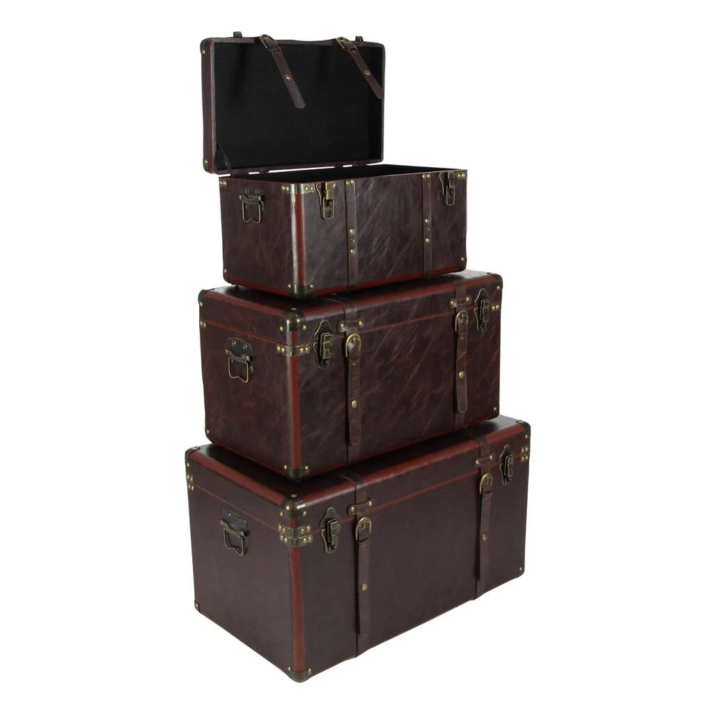 Cheapest π₯ Set of 3" Brown Leather Traditional Trunk, 19", 24", 27" by Ivory and Iris π 2 Cheapest π₯ Set of 3" Brown Leather Traditional Trunk, 19", 24", 27" by Ivory and Iris π - Image 2