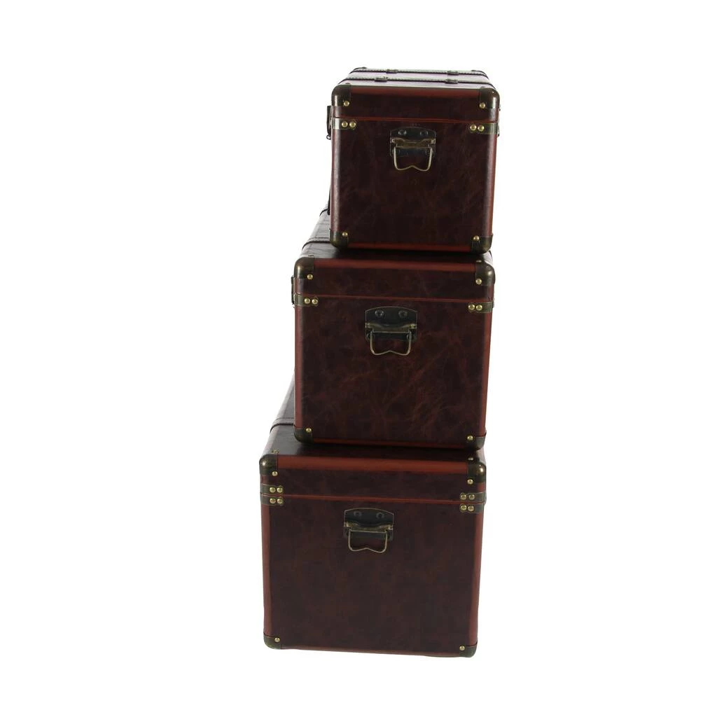 Cheapest π₯ Set of 3" Brown Leather Traditional Trunk, 19", 24", 27" by Ivory and Iris π 3 Cheapest π₯ Set of 3" Brown Leather Traditional Trunk, 19", 24", 27" by Ivory and Iris π - Image 3