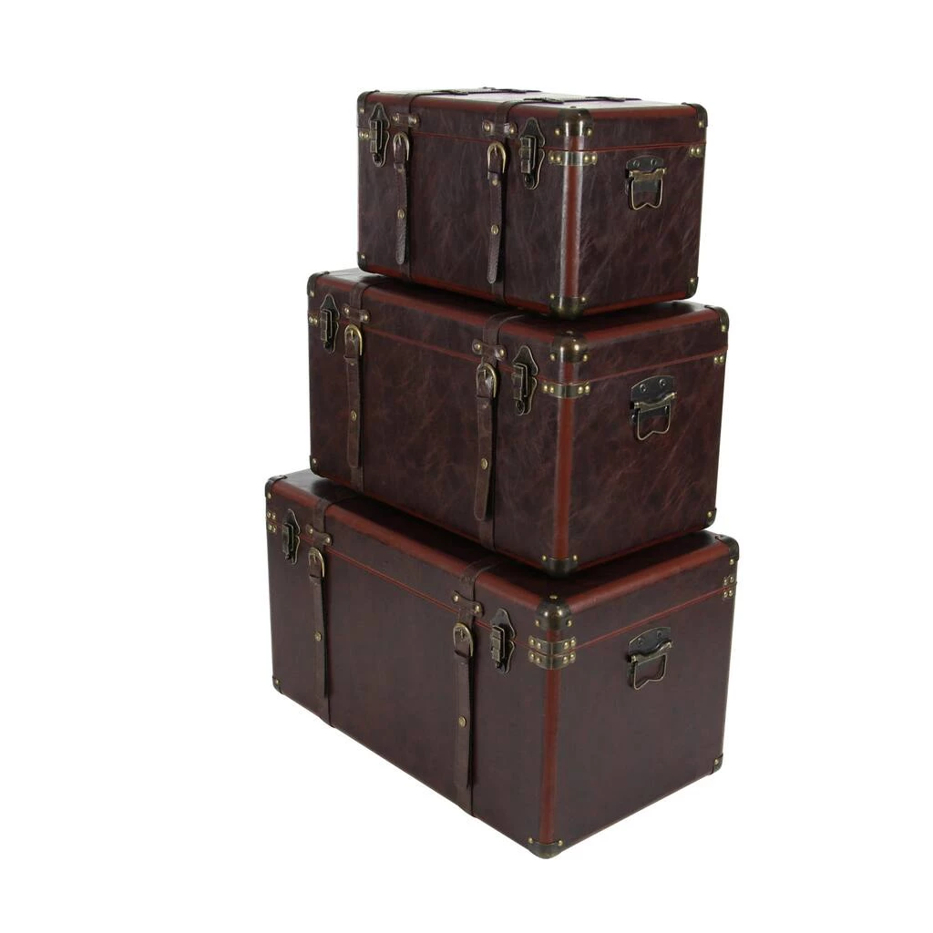 Cheapest π₯ Set of 3" Brown Leather Traditional Trunk, 19", 24", 27" by Ivory and Iris π 4 Cheapest π₯ Set of 3" Brown Leather Traditional Trunk, 19", 24", 27" by Ivory and Iris π - Image 4